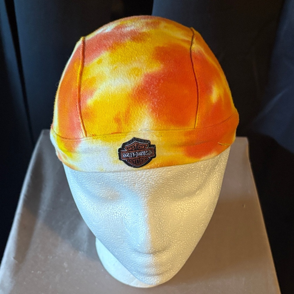 Harley-Davidson Yellow Orange Tie-Dye Skull Cap
